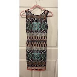 Clover Canyon Jeweled Tapestry Sleeveless Bodycon Neoprene Dress, S